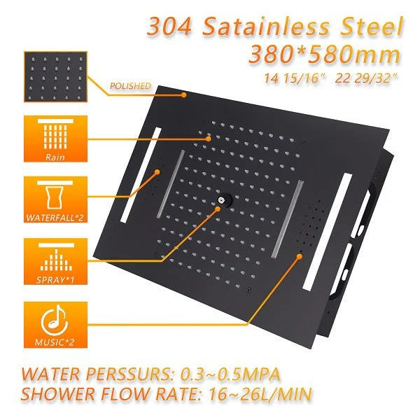 15”x23” Music LED shower system with built-in Bluetooth Speaker - Image 10