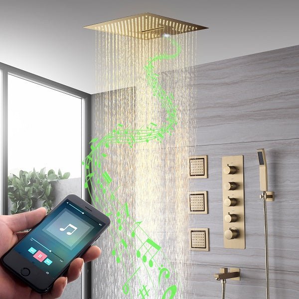 16” Cascada Cristallo Square LED Music shower system