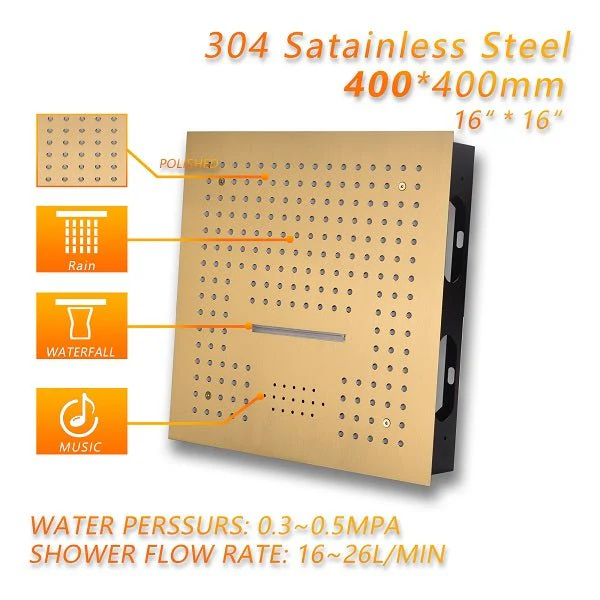 16” Cascada Cristallo Square LED Music shower system - Image 14