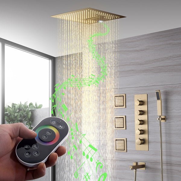 16” Cascada Cristallo Square LED Music shower system - Image 8