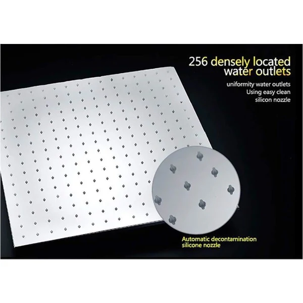 Cascada Luxury 20" Square Ceiling Mounted Thermostatic Shower System - Image 5