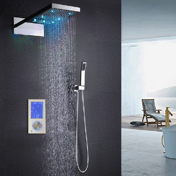 Cascada Veneto Luxury 9"x22” LED Shower Set with Digital LCD Touch Screen