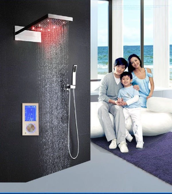 Cascada Veneto Luxury 9"x22” LED Shower Set with Digital LCD Touch Screen - Image 2