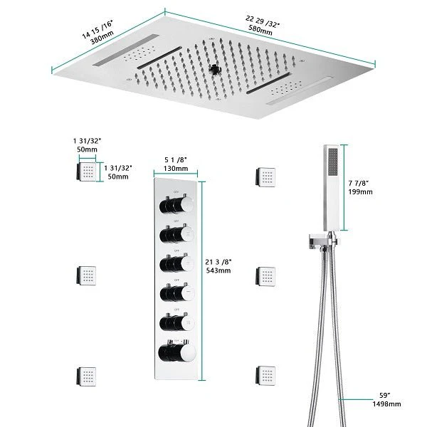 Cascada Lido Luxury 15"x23” Music LED shower system - Image 11