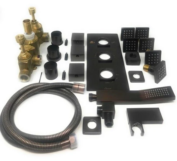 Cascada Luxury Thermostatic 14"x20" LED Shower system with 3 Way Mixer - Image 14