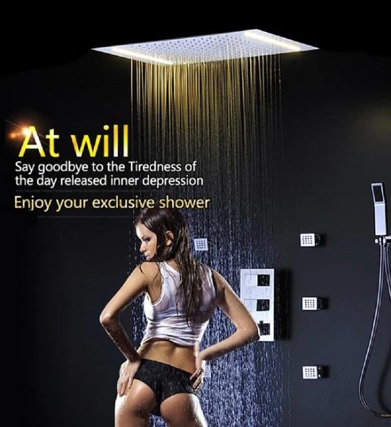Cascada Luxury Thermostatic 14"x20" LED Shower system with 3 Way Mixer - Image 7