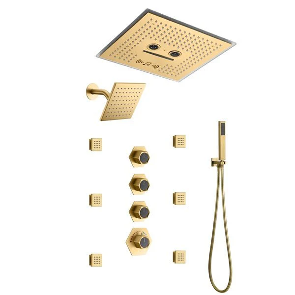 Cascada Maui 16" Brushed Gold LED Music Dual Shower Head System - Image 7