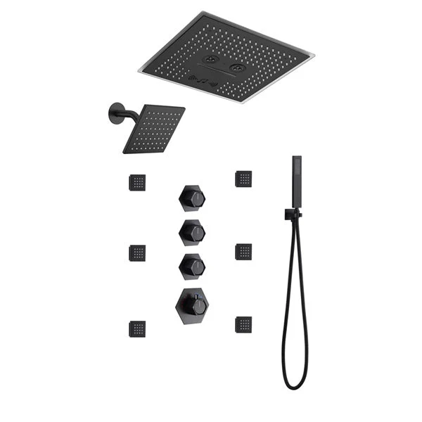 Cascada Maui 16" Matte Black LED Music Dual Shower Head System - Image 7