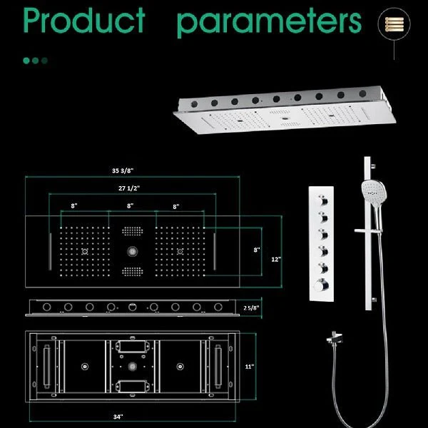 Cascada Milano 12"x36" Luxurious LED Shower System - Image 6