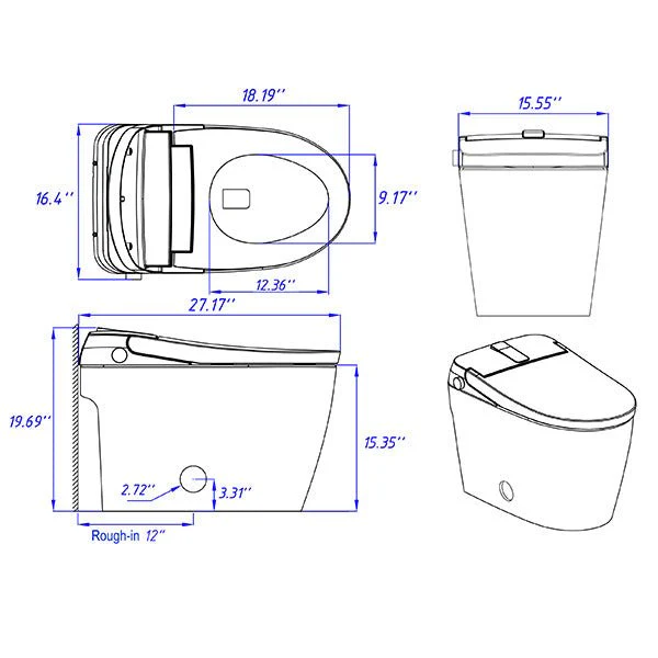 Cascada Milano Smart Toilet with Auto Flush and Heated Seat Matte Black - Image 14