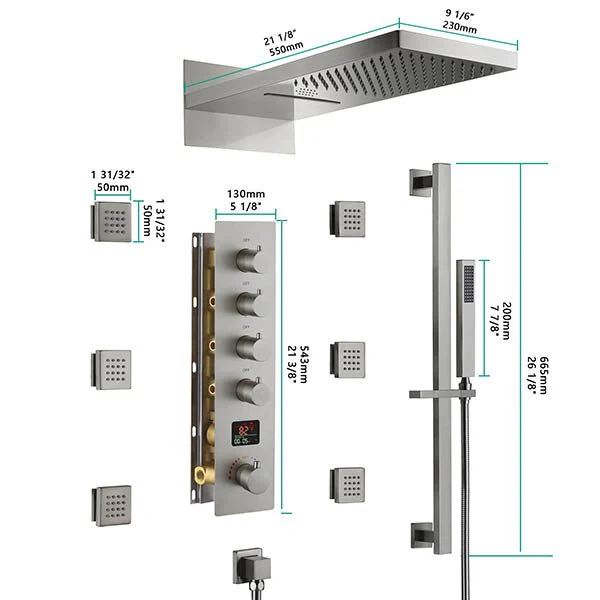 Cascada Naples 9"x22" Bluetooth LED Digital Shower System - Image 5