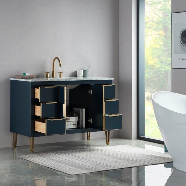 Cascada New York 48" Single Bathroom Vanity Freestanding Wood Vanity With Marble Top - Image 3