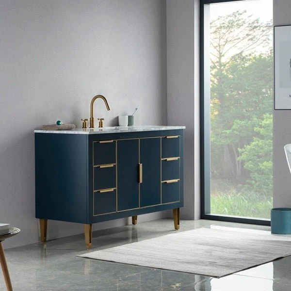 Cascada New York 48" Single Bathroom Vanity Freestanding Wood Vanity With Marble Top - Image 4
