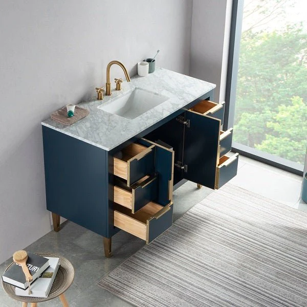 Cascada New York 48" Single Bathroom Vanity Freestanding Wood Vanity With Marble Top - Image 5