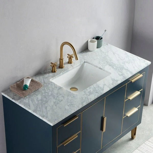 Cascada New York 48" Single Bathroom Vanity Freestanding Wood Vanity With Marble Top - Image 6