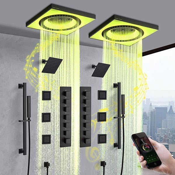 Cascada Perla 24" LED Music Shower System with Dual Showerheads and Body Jets - Image 2
