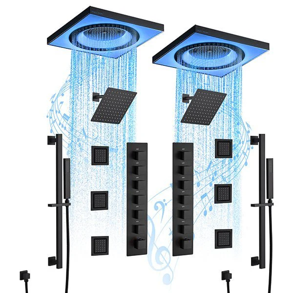 Cascada Perla 24" LED Music Shower System with Dual Showerheads and Body Jets - Image 3