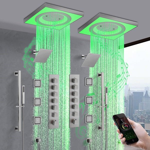 Cascada Perla 24" LED Music Shower System with Dual Showerheads and Body Jets - Image 4