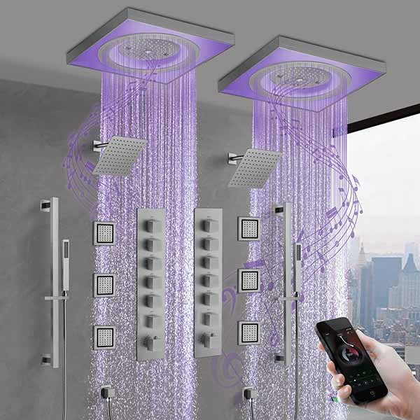 Cascada Perla 24" LED Music Shower System with Dual Showerheads and Body Jets - Image 5