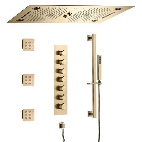 Cascada Pisa 16"x28" Brushed Gold Bluetooth LED Shower System - Image 10