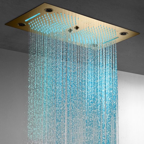 Cascada Pisa 16"x28" Brushed Gold Bluetooth LED Shower System - Image 11