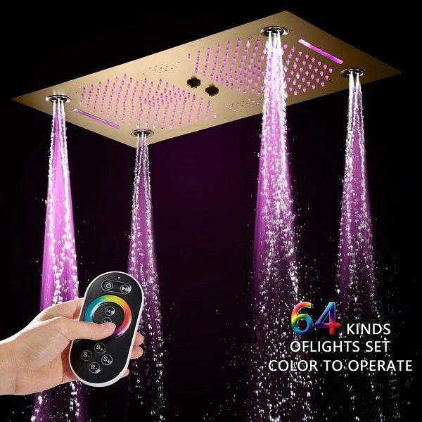 Cascada Pisa 16"x28" Brushed Gold Bluetooth LED Shower System - Image 9