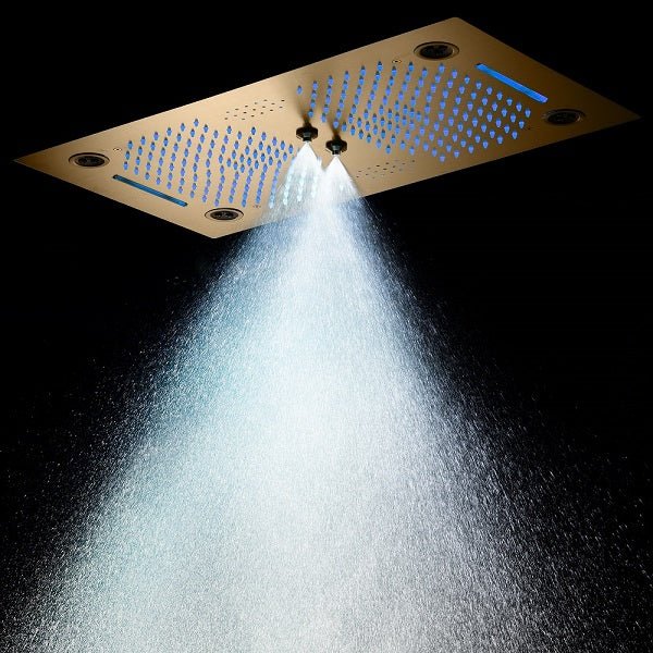 Cascada Pisa 16"x28" Brushed Gold Bluetooth LED Showerhead - Image 3