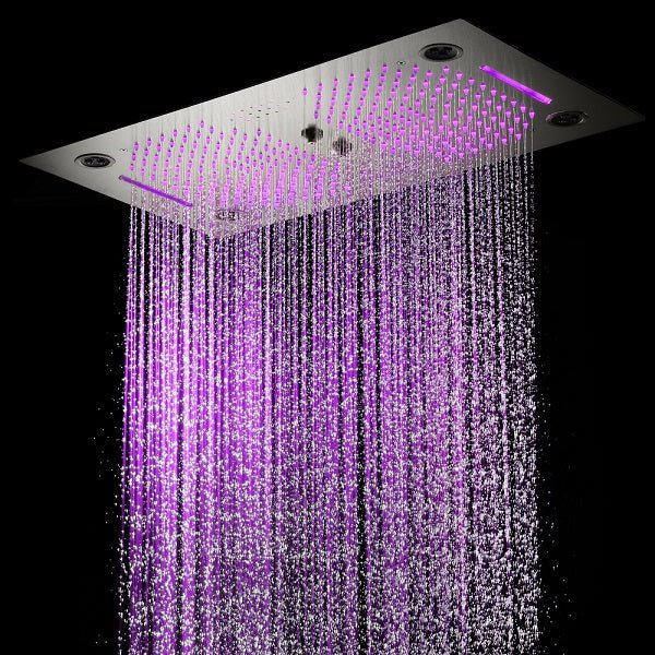 Cascada Pisa 16"x28" Brushed Nickel Bluetooth LED Shower System - Image 14