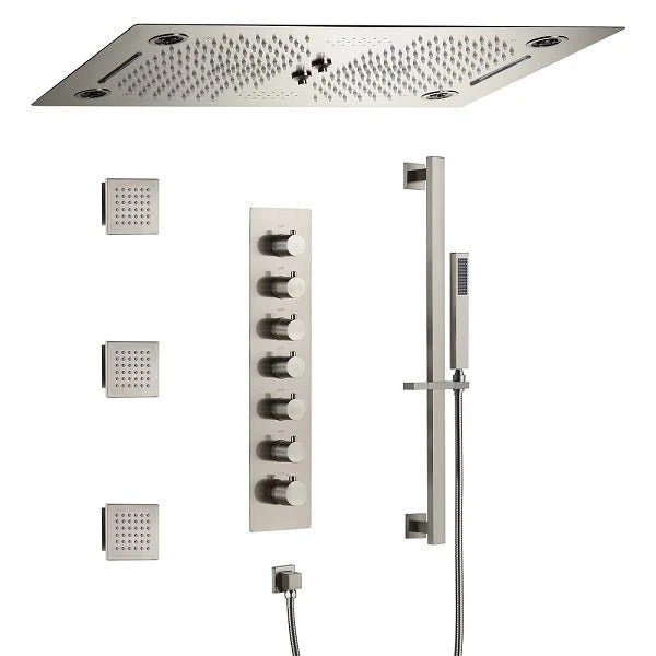Cascada Pisa 16"x28" Brushed Nickel Bluetooth LED Shower System - Image 9