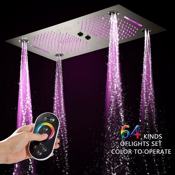 Cascada Pisa 16"x28" Brushed Nickel Music LED Showerhead - Image 3