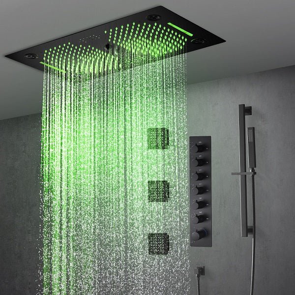 Cascada Pisa 16"x28" Matte Black Bluetooth LED Shower System - Image 10