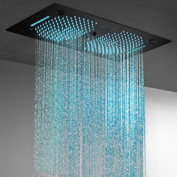 Cascada Pisa 16"x28" Matte Black Bluetooth LED Shower System - Image 12