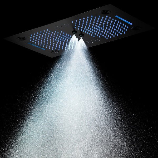 Cascada Pisa 16"x28" Matte Black Bluetooth LED Shower System - Image 13