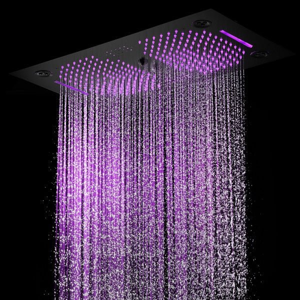 Cascada Pisa 16"x28" Matte Black Bluetooth LED Shower System - Image 14
