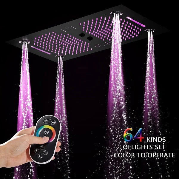 Cascada Pisa 16"x28" Matte Black Bluetooth LED Shower System - Image 8
