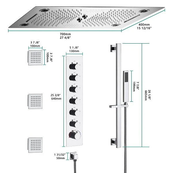Cascada Pisa 16"x28" Music LED Shower System - Image 7
