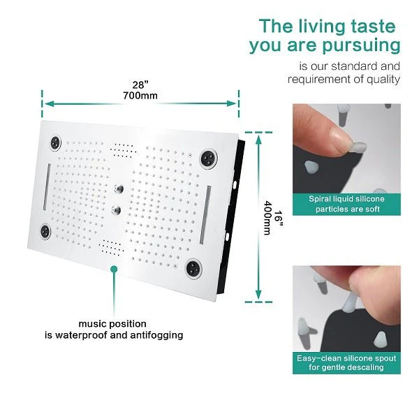 Cascada Pisa 16"x28" Music LED Shower System - Image 8
