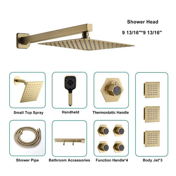 Cascada Pompeii 12" Brushed Gold Shower Set - Image 4