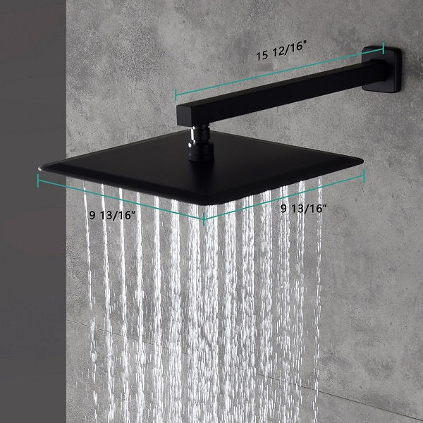 Cascada Pompeii 12" Matte Black Shower Set - Image 6