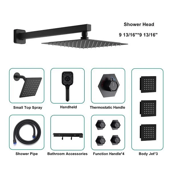 Cascada Pompeii 12" Matte Black Shower Set - Image 7