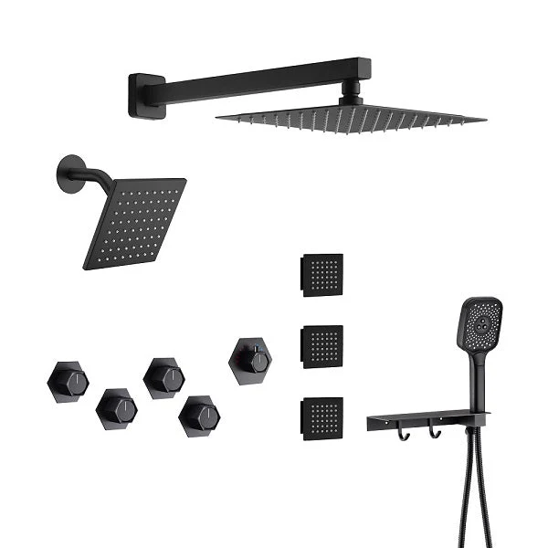 Cascada Pompeii 12" Matte Black Shower Set - Image 8