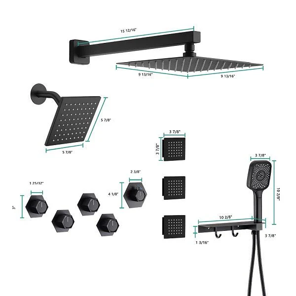 Cascada Pompeii 12" Matte Black Shower Set - Image 9
