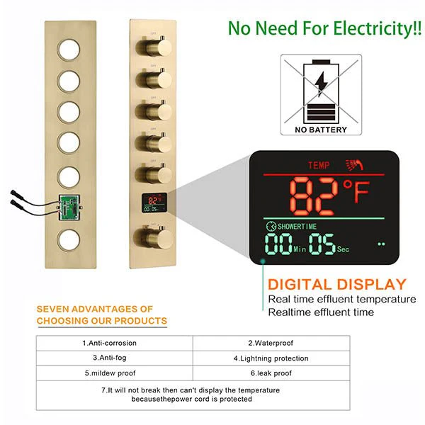 Cascada Portofino 16"x36" LED Music Dual Shower System - Image 10
