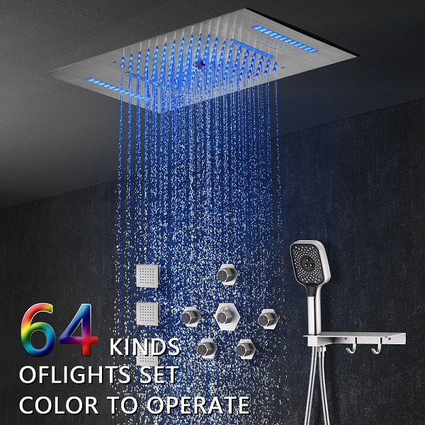 Cascada Positano 15"x23" Brushed Nickel Music LED Shower System - Image 11