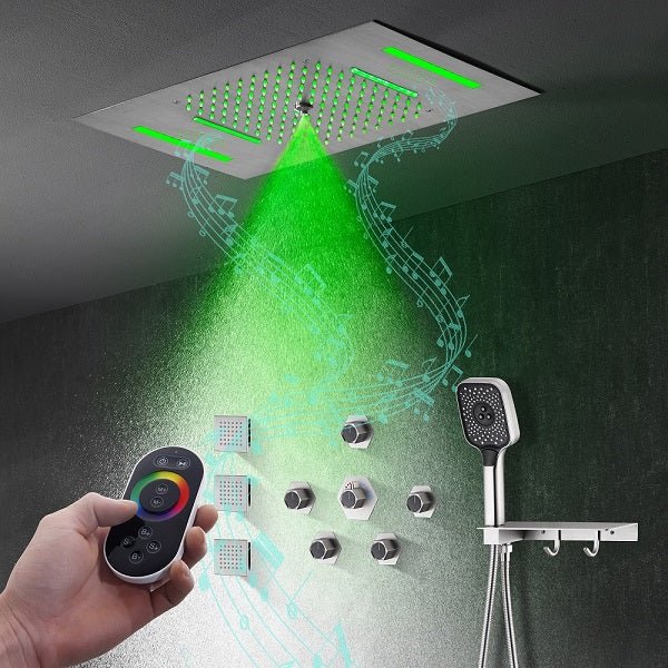 Cascada Positano 15"x23" Brushed Nickel Music LED Shower System - Image 12