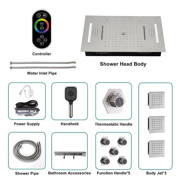 Cascada Positano 15"x23" Brushed Nickel Music LED Shower System - Image 4