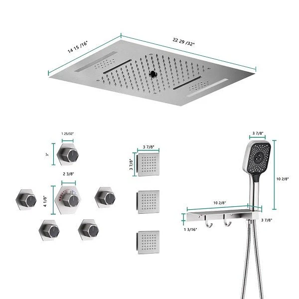 Cascada Positano 15"x23" Brushed Nickel Music LED Shower System - Image 5