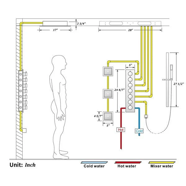 Cascada Rainbow 16"x28" LED Bluetooth Shower System - Image 5