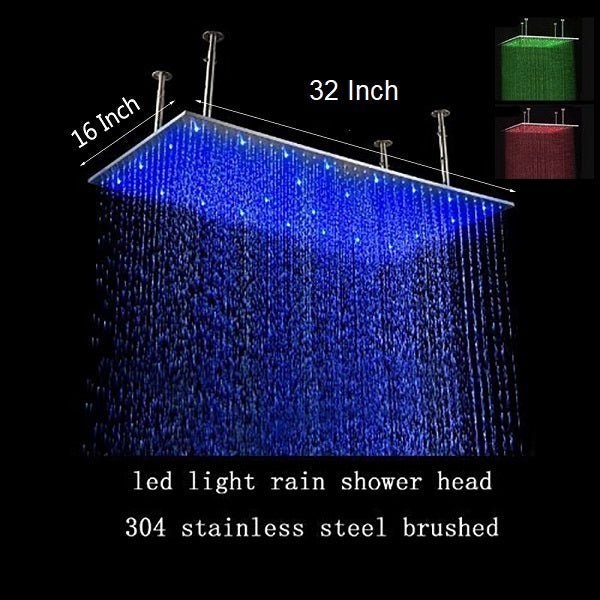 Cascada Rectangular Ceiling Mount Rainfall LED Shower Head (Include Shower Arm) - Image 14