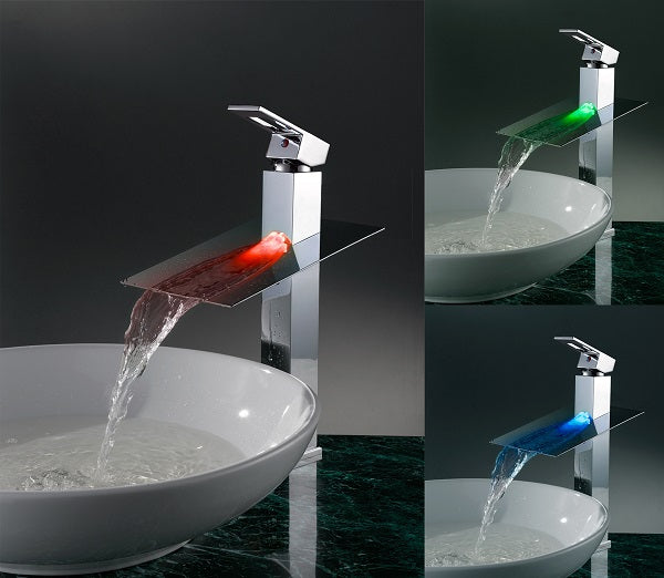 Cascada Showers Toscana LED Illuminated Waterfall Vessel Sink Faucet - Image 4